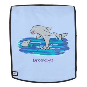 Adorable Happy Delphine Cartoon Illustration Rucksack
