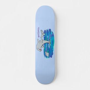 Adorable Happy Delphine Cartoon Illustration Skateboard