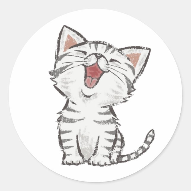 Adorable Happy Meaulgray (Gray) Kitten Sticker (Vorderseite)