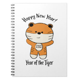 Adorable Happy New Year 2022 Year of the Tiger Notizblock