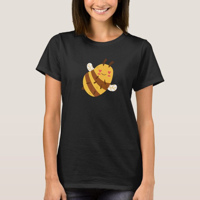 Adorable Happy Wild Bumble Biene Herz Augen Liebe  T-Shirt (Vorderseite)