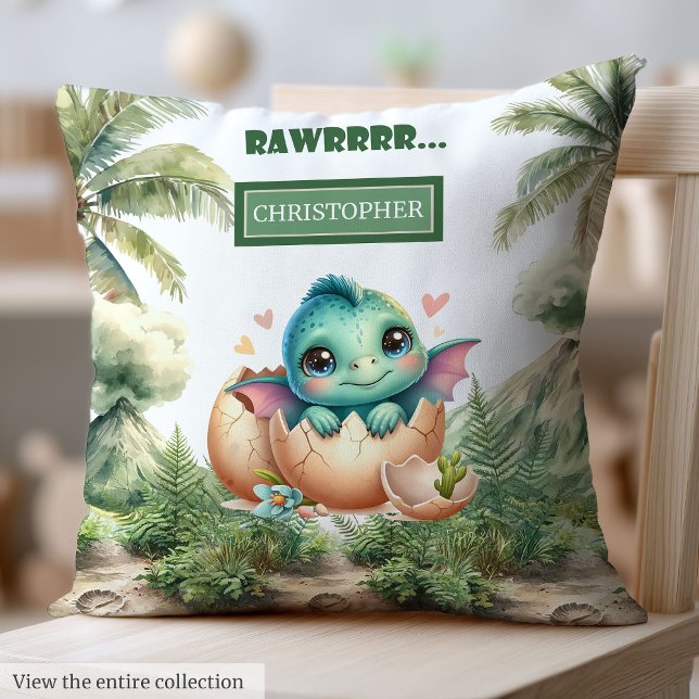 Adorable Hatch bald Baby Dinosaur Custom Kissen (Adorable Hatching Soon Baby Dinosaur Custom Pillow)