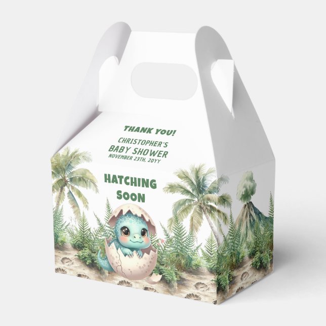 Adorable Hatching Soon Dino Baby Gevor Box Geschenkschachtel (Vorderseite)