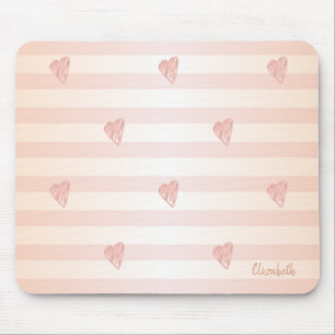 Adorable Hearts, Streifen - Personalisiert Mousepad