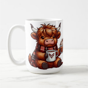 Adorable Highland Cow Genießen gemütliche Getränke Kaffeetasse