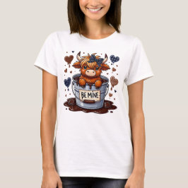 Adorable Highland Cow Valentine's Day T-Shirt