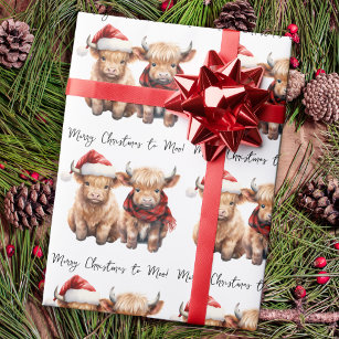 Adorable Highland Kuh Calf Frohe Weihnachten an MO Geschenkpapier