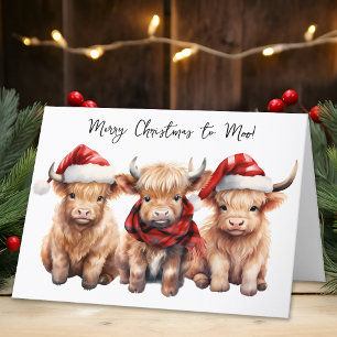 Adorable Highland Kuh Calf Merry Christmas MOO Feiertagskarte