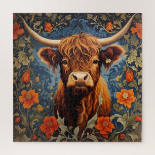Adorable Highlands Cow William Morris Inspiriert Puzzle