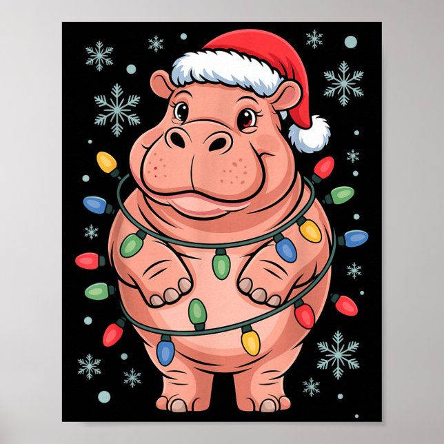 Adorable Hip Wrapped Christmas Light Santa Hat Win Poster (Vorne)