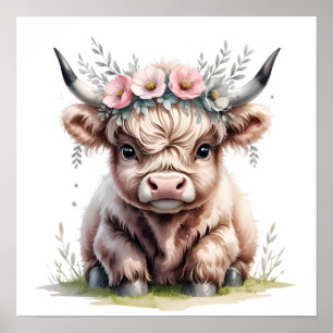 Adorable Hochland Kuh Druck. Poster