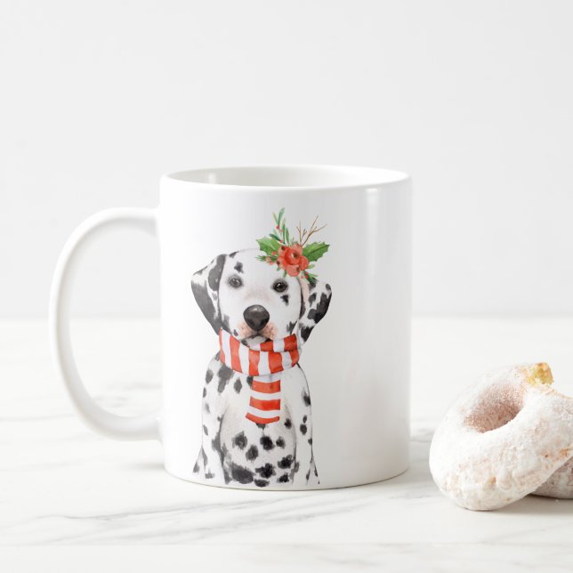 Adorable Holiday Dalmatiner Extravagante Script-Ta Tasse (Mit Donut)