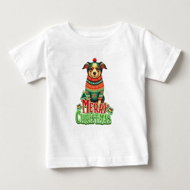 Adorable Holiday Dog Vibes Baby T-shirt (Vorderseite)