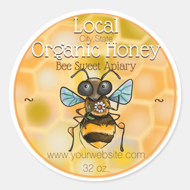Adorable Honey Bee Labels Runder Aufkleber (Vorderseite)