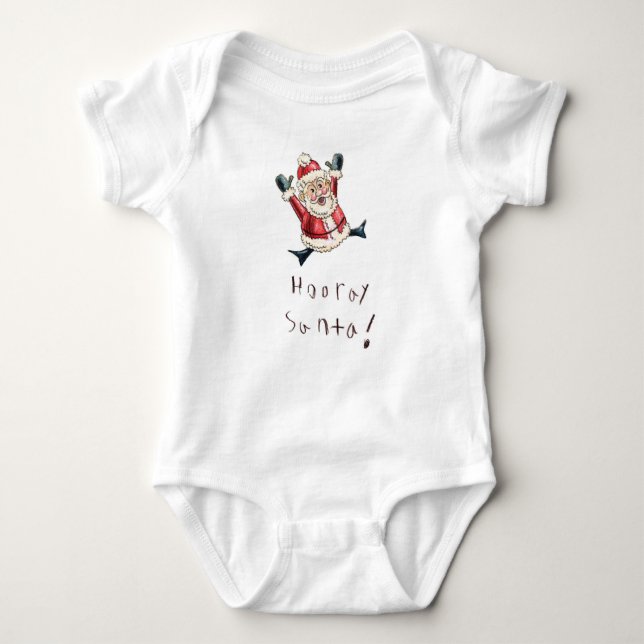 Adorable "Hooray Santa" Baby Shirt (Vorderseite)