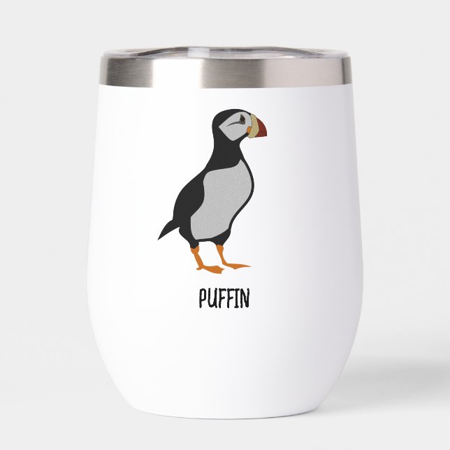 Adorable Horned Puffin Stehender Cartoon (Rückseite)