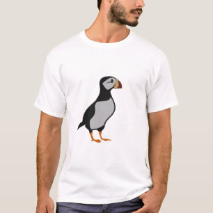 Adorable Horned Puffin Stehender Cartoon T-Shirt