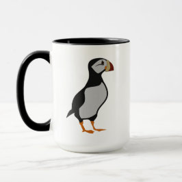 Adorable Horned Puffin Stehender Cartoon Tasse