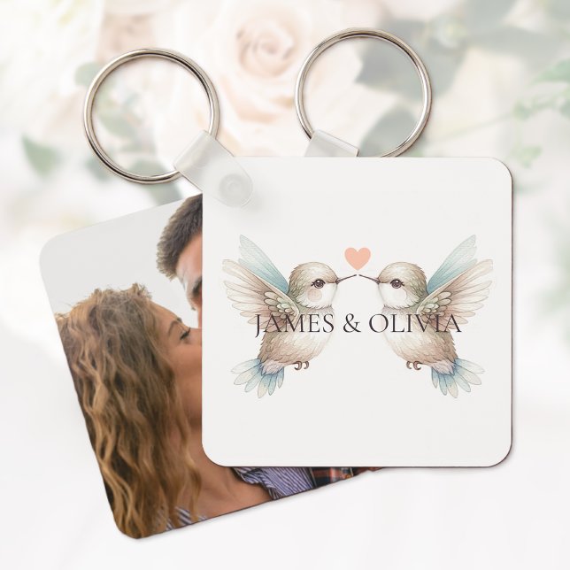 Adorable Hummingvögel hinzufügen Schlüsselanhänger (Adorable Hummingbirds Add Photo Name Keychain)