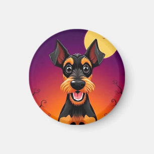 Adorable Hund in Halloween-Szene Magnet