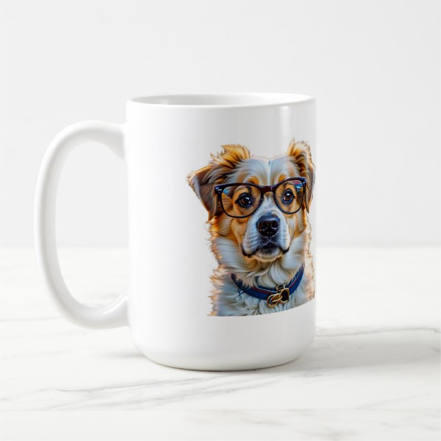 Adorable Hund mit Brille Kaffeetasse (Links)