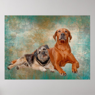 Adorable Hunde auf Decopage Art Poster