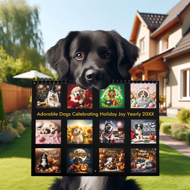 Adorable Hunde feiern Urlaub Joy Jährlich 20XX Kalender (Von Creator hochgeladen)