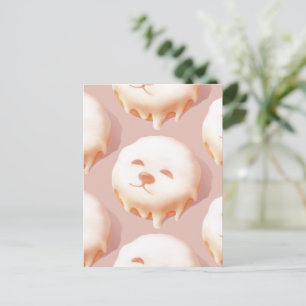 Adorable Hunde Gesicht Donut Ankündigungspostkarte