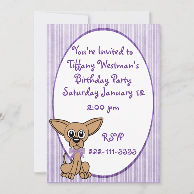 Adorable Hunde Kinder zum Geburtstag Einladung (Vorderseite)
