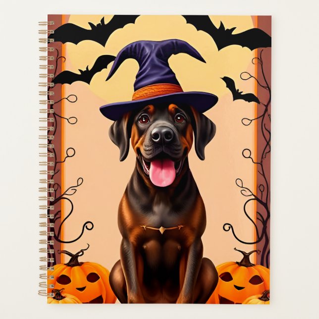 Adorable Hunde mit Hexenhut Planer (Vorderseite)