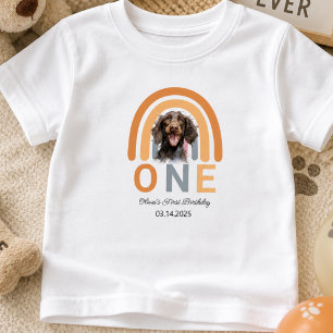 Adorable Hunde Regenbogen Wasserfarbe 1. Geburtsta Baby T-shirt
