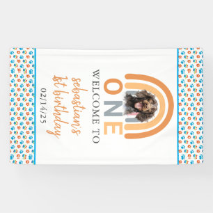Adorable Hunde Regenbogen Wasserfarbe 1. Geburtsta Banner