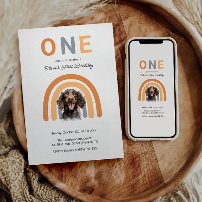 Adorable Hunde Regenbogen Wasserfarbe 1. Geburtsta Einladung (Von Creator hochgeladen)