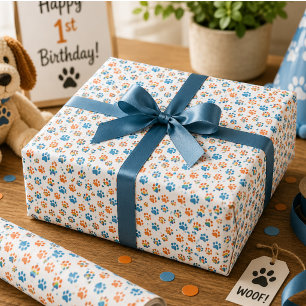 Adorable Hunde Regenbogen Wasserfarbe 1. Geburtsta Geschenkpapier