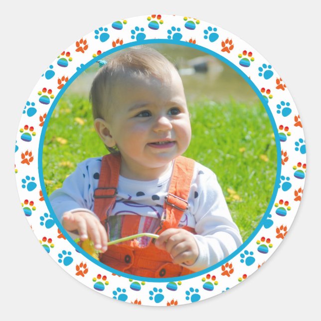 Adorable Hunde Regenbogen Wasserfarbe 1. Geburtsta Runder Aufkleber (Vorderseite)