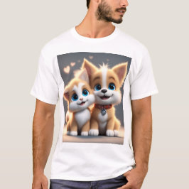 Adorable Hunde und Katze in Liebe T-Shirt