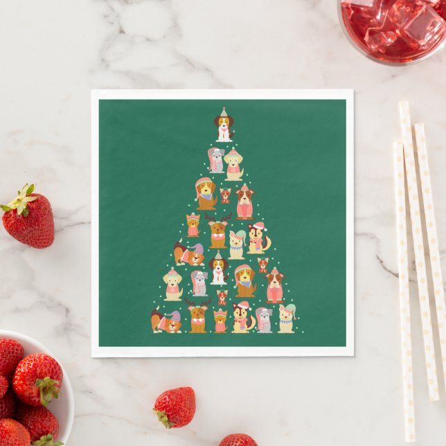 Adorable Hunde Weihnachtsbaum Serviette (Beispiel)