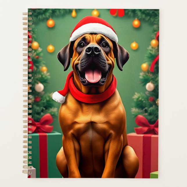 Adorable Hündin in Weihnachtsmannmütze Planer (Vorderseite)
