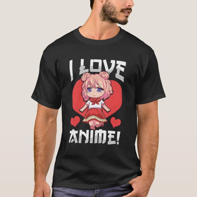Adorable I Liebe Anime Girl Japanisch Kawaii T-Shirt (Vorderseite)