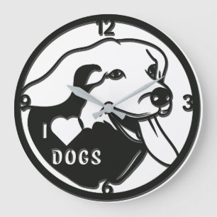 Adorable I Liebe Hunde Große Wanduhr
