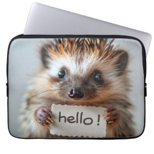 Adorable Igel Holding "Hello"! Schild Laptopschutzhülle