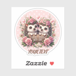 Adorable Igel in Liebe Custom Aufkleber. Aufkleber