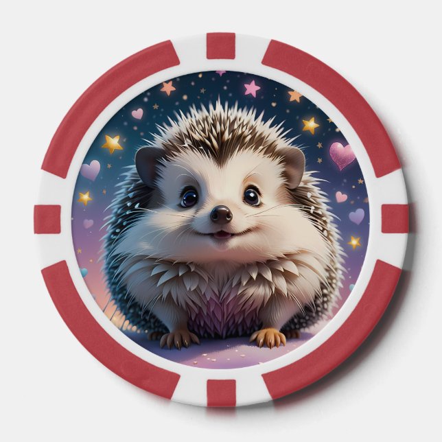 Adorable Igel mit Stars und Herzen Pokerchips (Vorderseite)
