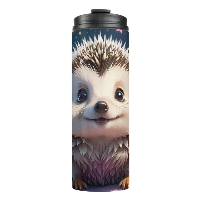 Adorable Igel mit Stars und Herzen Thermosbecher (Vorderseite)