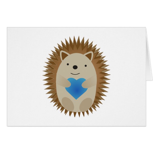 Adorable Igel umarmen ein blaues Herz (Vorderseite (Horizontal))
