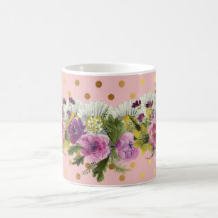 Adorable Imitate Gold Polka Dots Aquarellfarben Bl Kaffeetasse