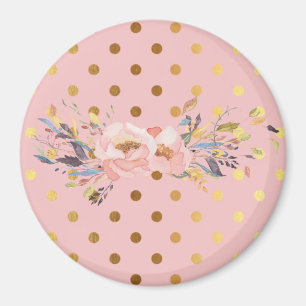 Adorable Imitate Gold Polka Dots Blume Magnet