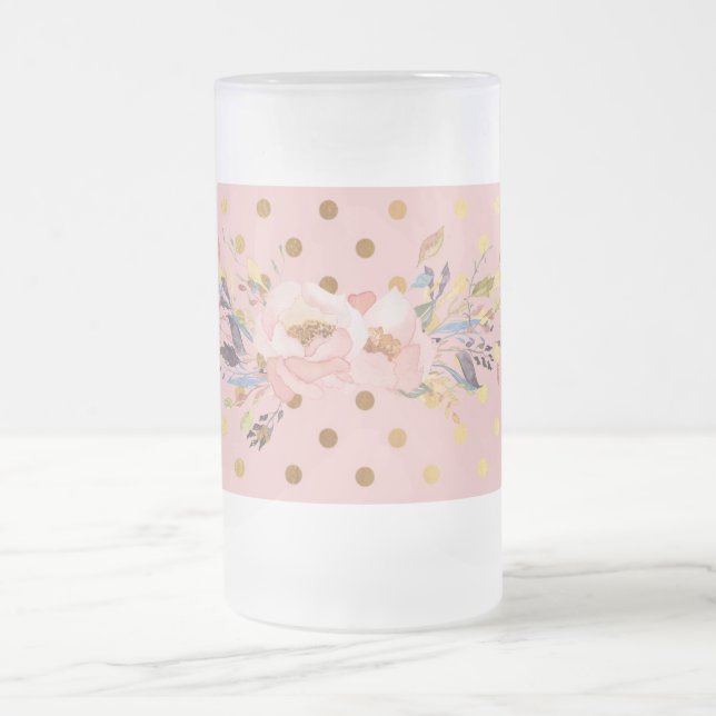 Adorable Imitate Gold Polka Dots Blume Mattglas Bierglas (Mittel)