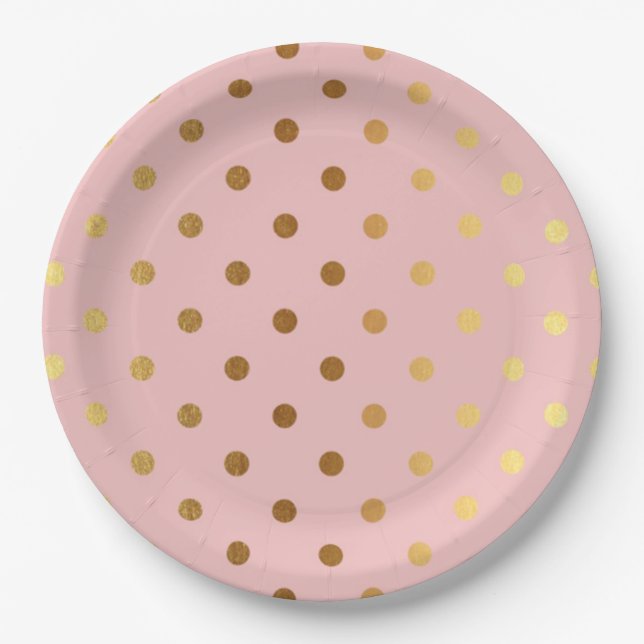 Adorable Imitate Gold Polka Dots Blume Pappteller (Vorderseite)