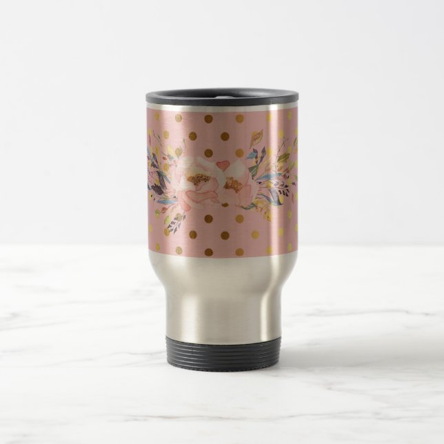 Adorable Imitate Gold Polka Dots Blume Reisebecher (Mittel)
